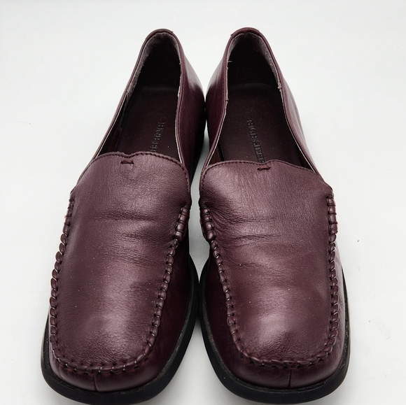 Women's High Sierra Meredith Brown Leather Square Toed Slip-On Flat Loafers 8.5 - Picture 2 of 6